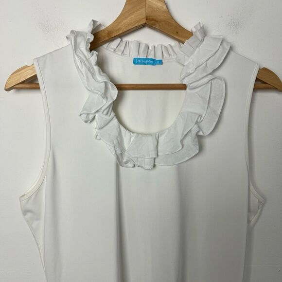 J. McLaughlin Durham White Ruffle Neck Tank Top Sleeveless Blouse Size medium - Picture 6 of 11